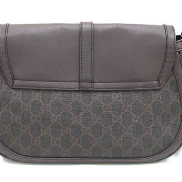 GUCCI Shoulder Bag GG Supreme 336748 Dark Brown PVC Leather 18cm x 31cm x 11.5cm - Picture 2 of 9